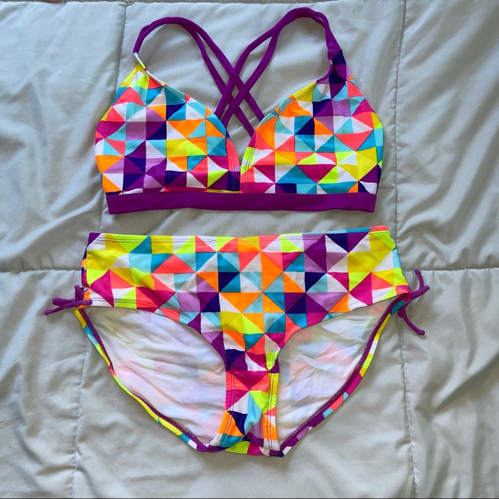 Neon geometric bathing suit